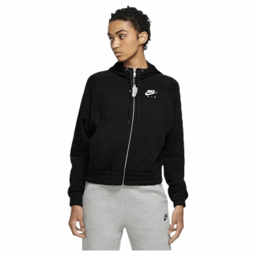 Nike Nsw Air Hoodie Fz Bb Flc White/Black Svart Clearance