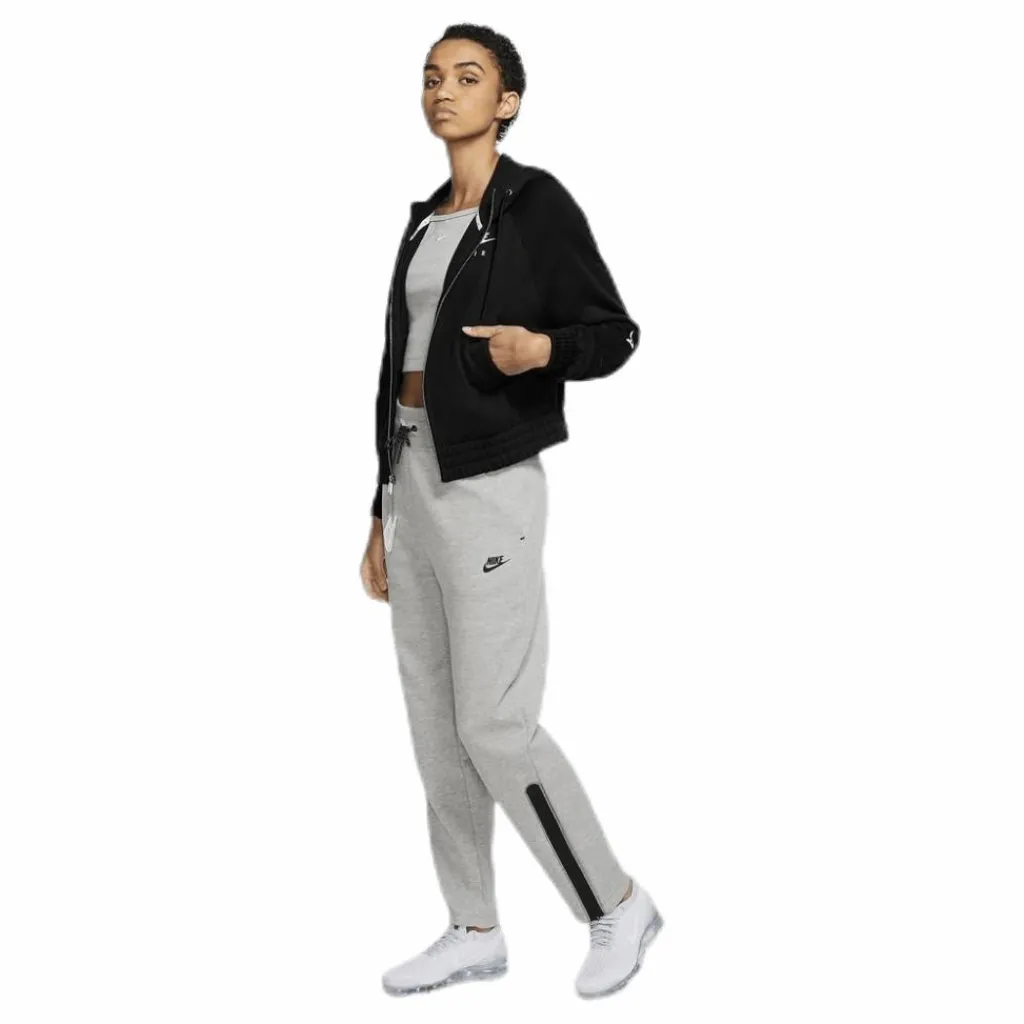 Nike Nsw Air Hoodie Fz Bb Flc White/Black Svart Clearance