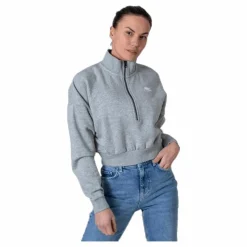 Nike Nsw Essential Flc Crop Hz White/Grey Grå Clearance