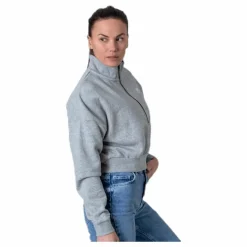 Nike Nsw Essential Flc Crop Hz White/Grey Grå Clearance
