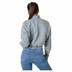 Nike Nsw Essential Flc Crop Hz White/Grey Grå Clearance