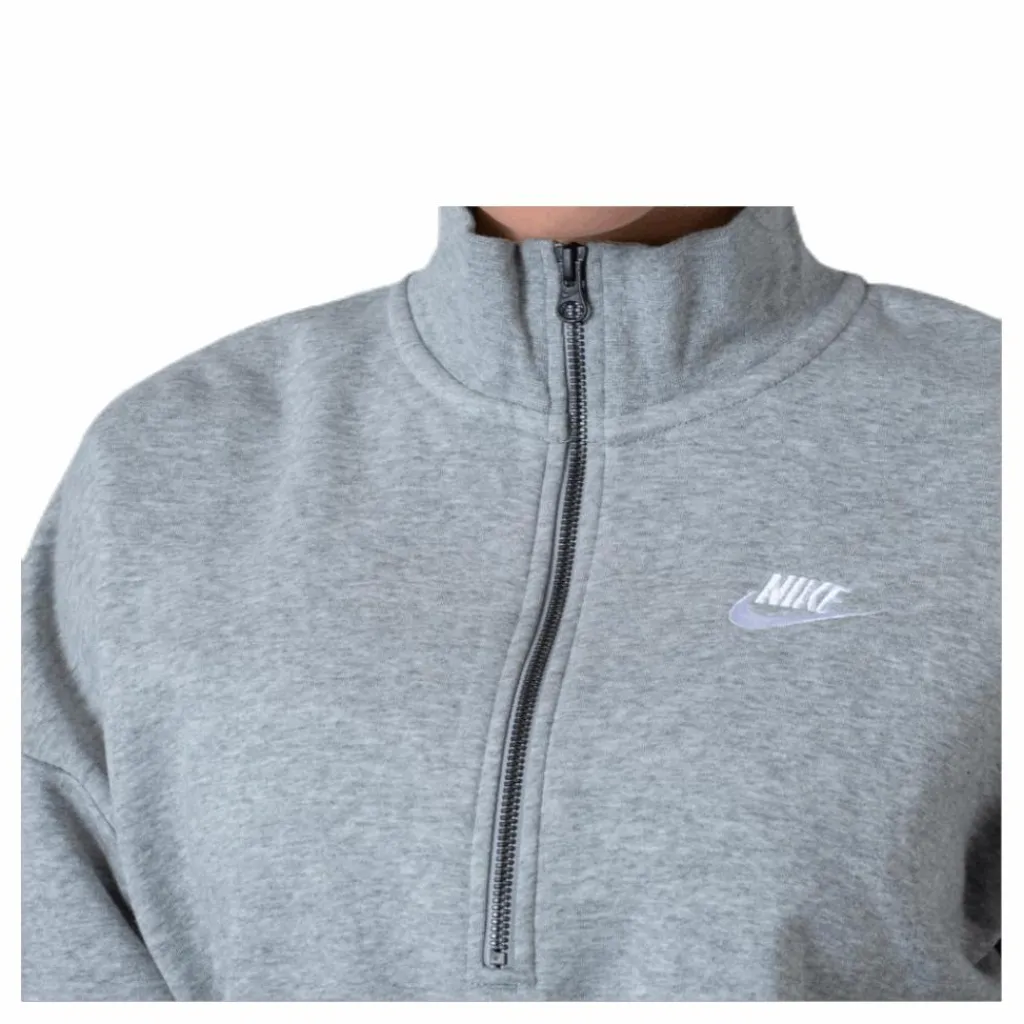 Nike Nsw Essential Flc Crop Hz White/Grey Grå Clearance