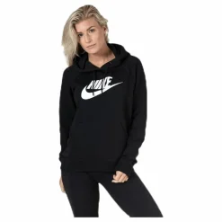 Nike Nsw Essential Hoodie White/Black Svart Clearance