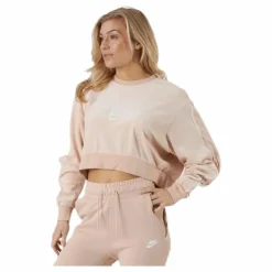 Nike Nsw Retro Femme Crew Terry Beige Rosa Discount