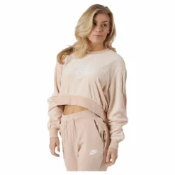 Nike Nsw Retro Femme Crew Terry Beige Rosa Discount