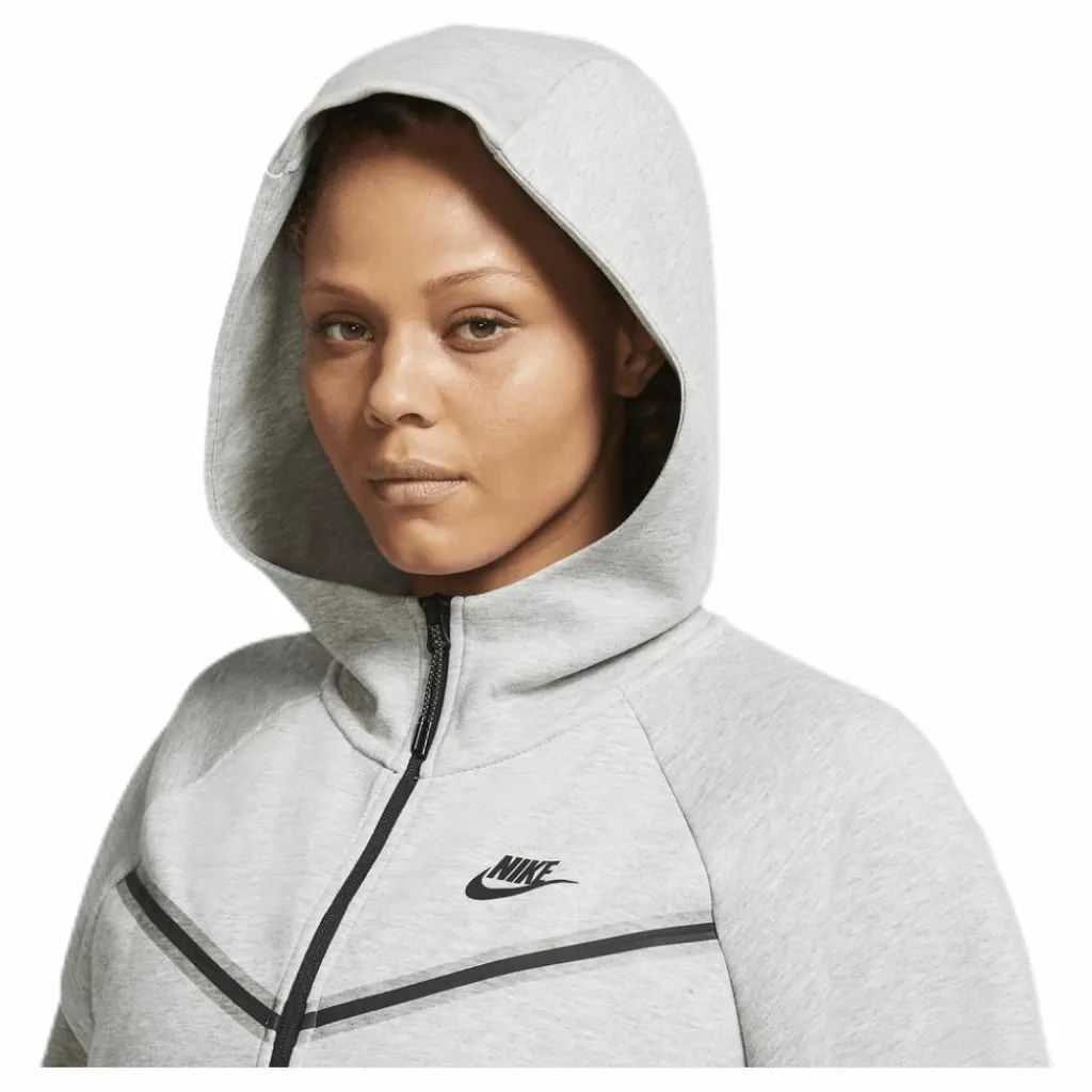 Nike Nsw tch flc wr hoody fz plus Grey Grå Outlet