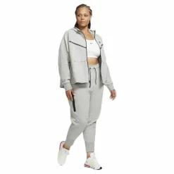 Nike Nsw tch flc wr hoody fz plus Grey Grå Outlet