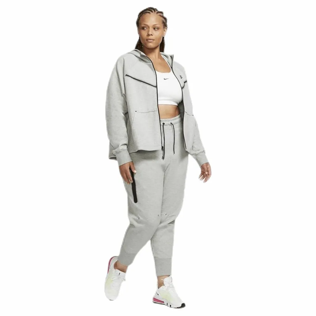 Nike Nsw tch flc wr hoody fz plus Grey Grå Outlet