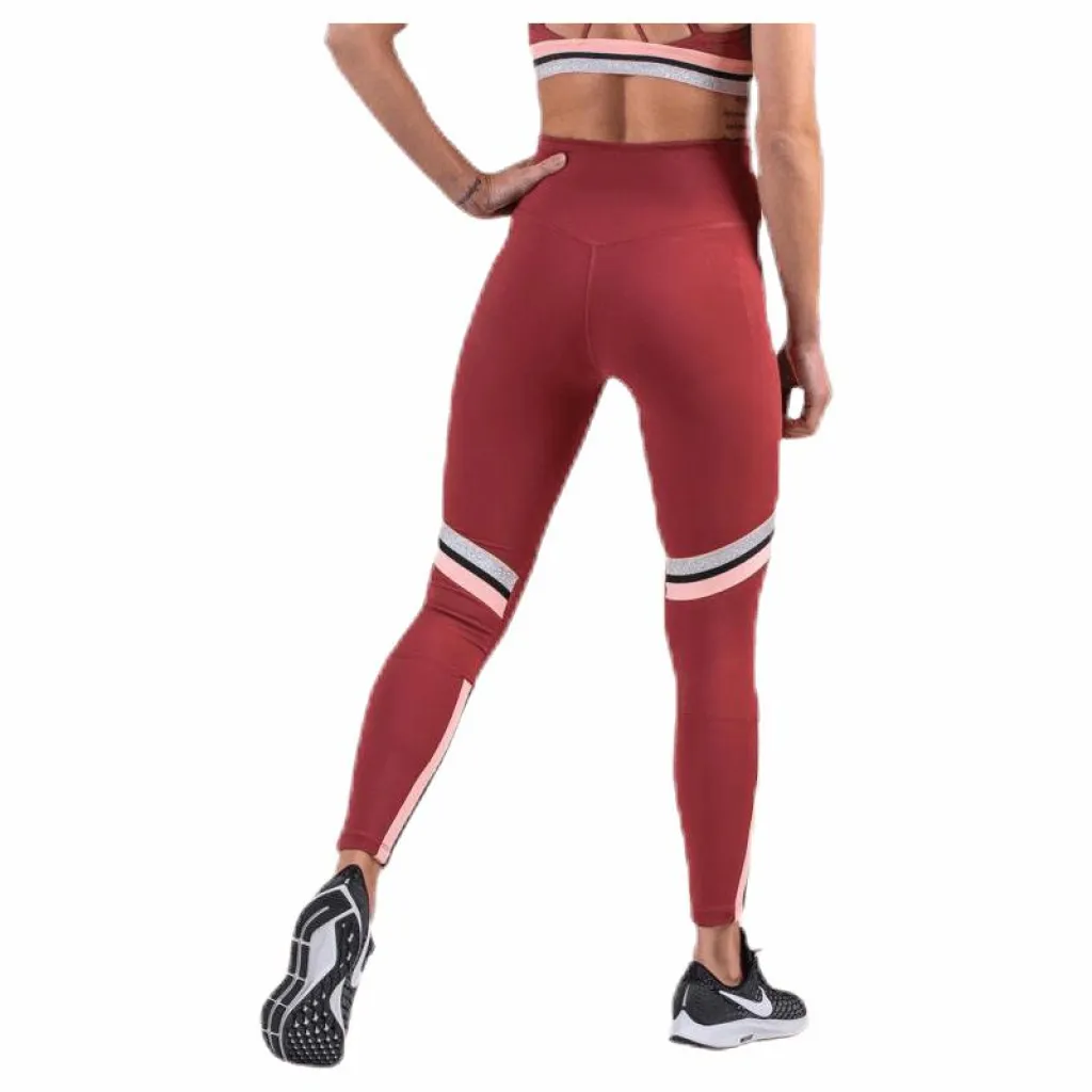 Nike One Tight Glam Dunk 7/8 Silver/Red Röd Sale