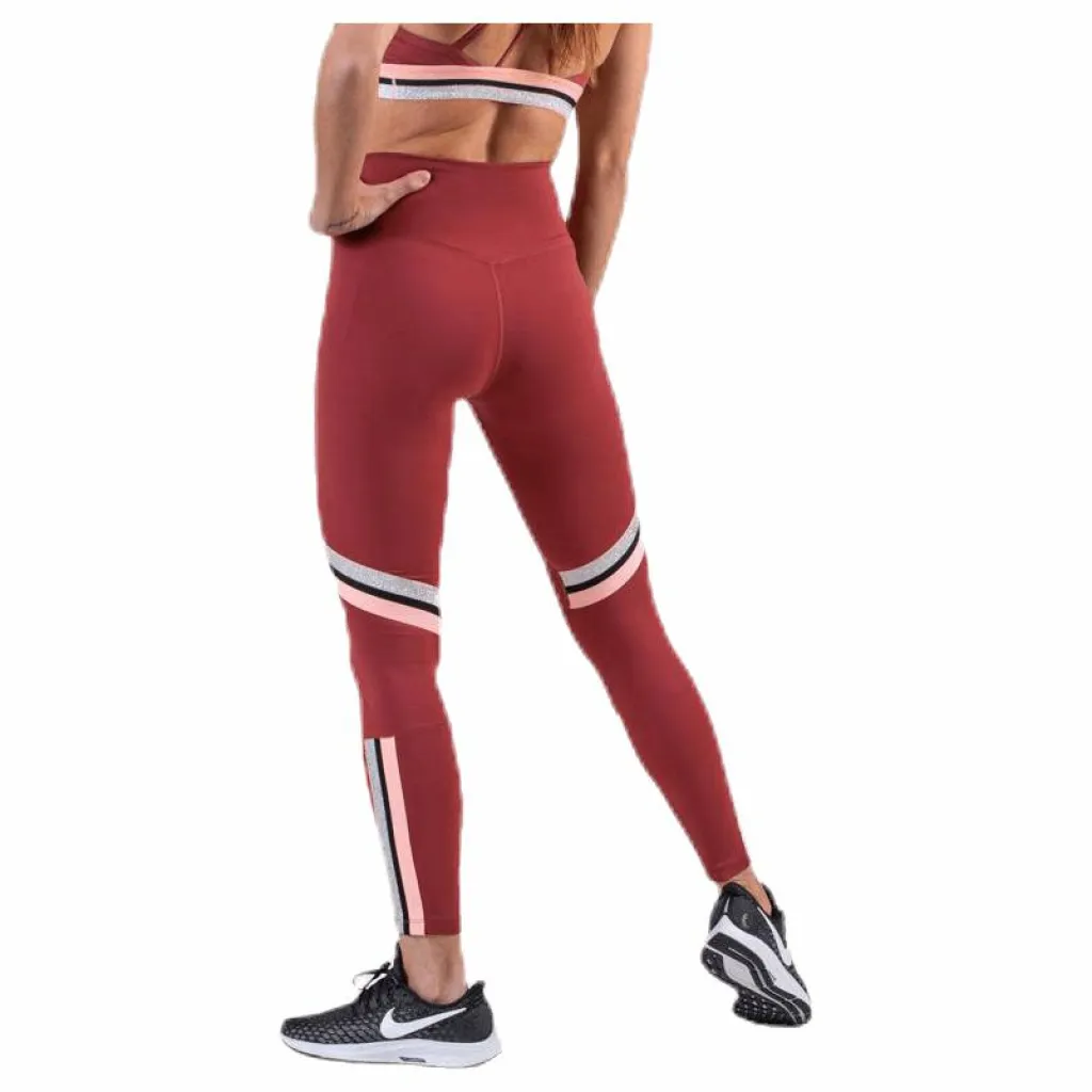 Nike One Tight Glam Dunk 7/8 Silver/Red Röd Sale