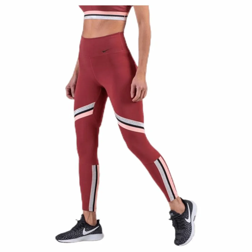 Nike One Tight Glam Dunk 7/8 Silver/Red Röd Sale