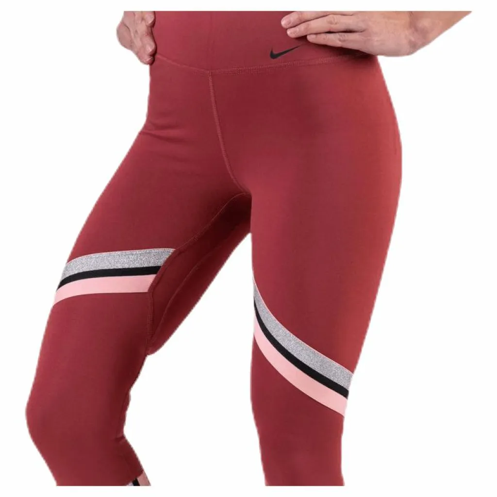 Nike One Tight Glam Dunk 7/8 Silver/Red Röd Sale