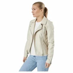 Only Onlgemma Faux Leather Biker Ot Silver Lining Beige Sale