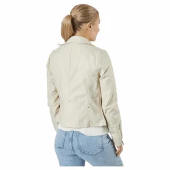 Only Onlgemma Faux Leather Biker Ot Silver Lining Beige Sale