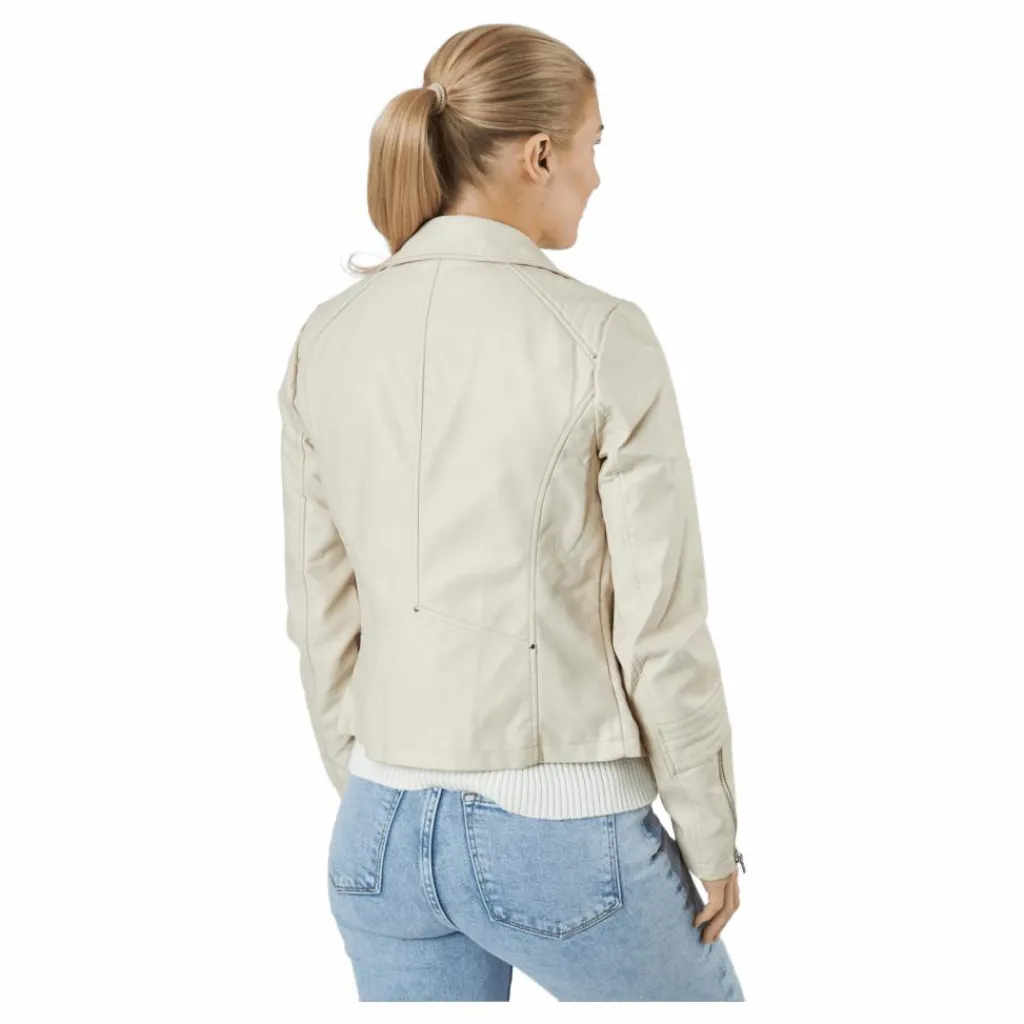 Only Onlgemma Faux Leather Biker Ot Silver Lining Beige Sale