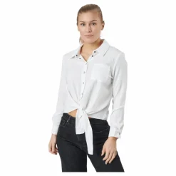 Only Onllecey Ls Knot Shirt Noos Cloud Dancer Vit Sale