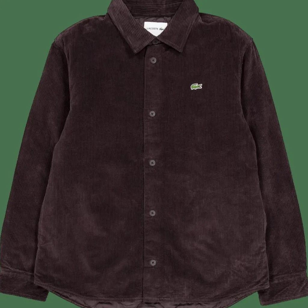 Lacoste Oversized Corduroy Overshirt Skb Brown New