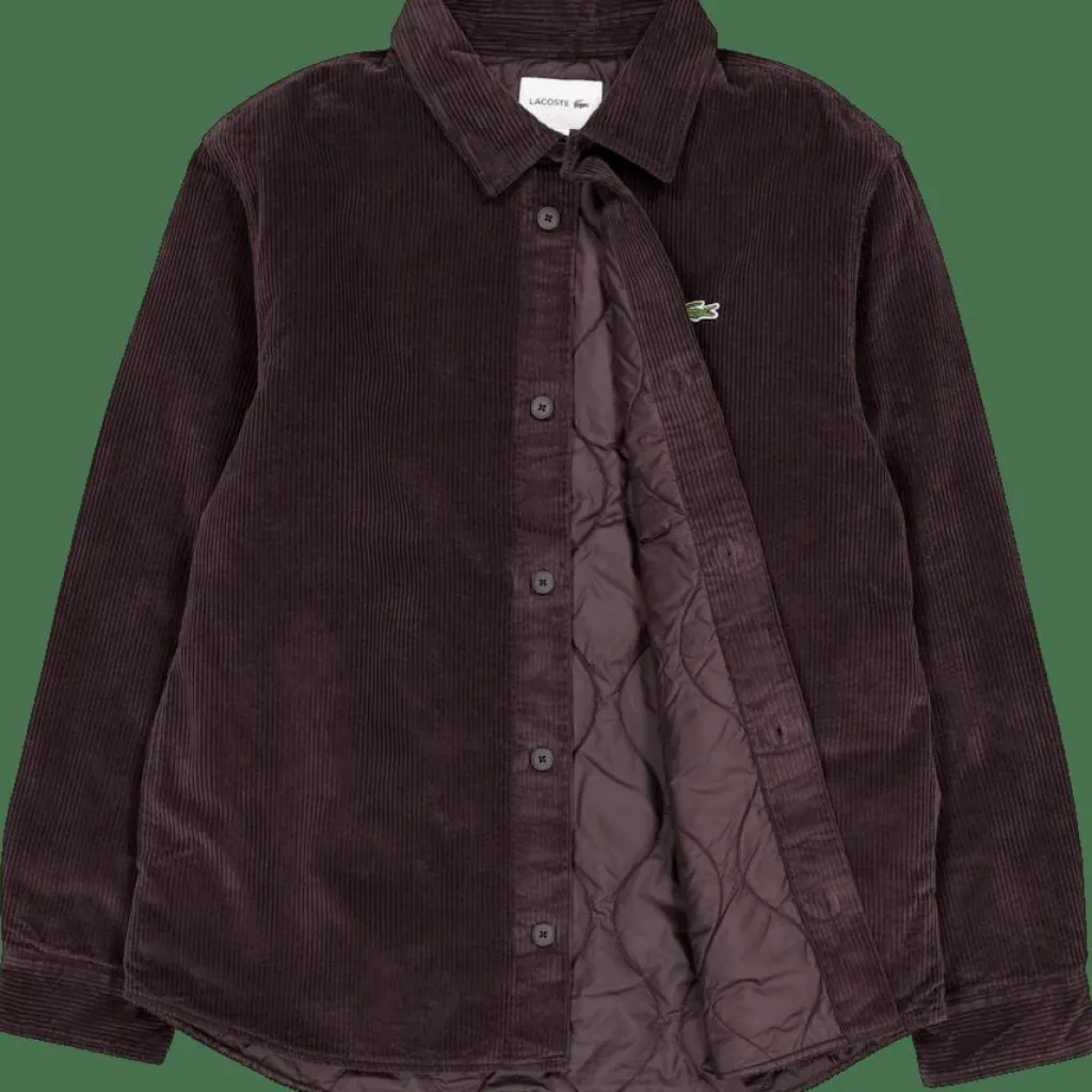 Lacoste Oversized Corduroy Overshirt Skb Brown New