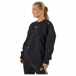 Oversized Crewneck Sweatshirt with Healing Crystal-Inspired Graphics Black*adidas Sale
