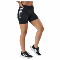 Pacer 3 Stripe Woven 2 In 1 Short Black / White*adidas Clearance