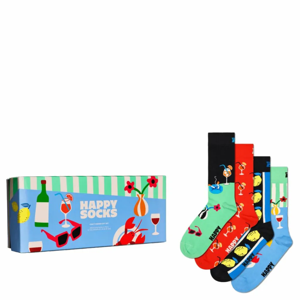 4-pack Fancy Dinner Socks Gift Light Blue*Happy Socks