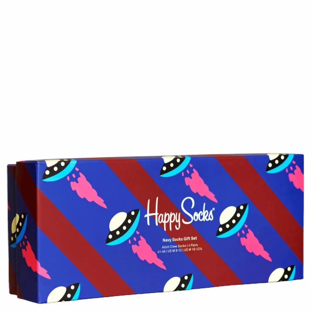 4-pack Navy Socks Gift Set Burgundy*Happy Socks Clearance