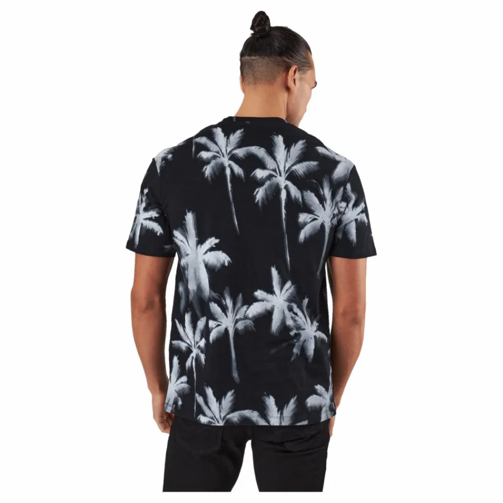 Jack & Jones Palm Tree Print T-shirt Blue Svart Discount