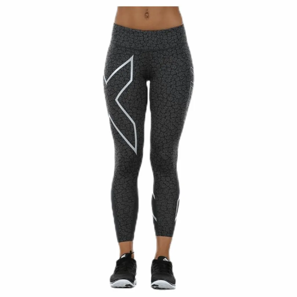 Patterned Mid-Rise Compression 7/8 Tights Black/Grey*2XU Discount