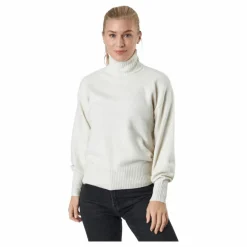 Pieces Pccava Ls High Neck Knit Bc Birch Vit Discount