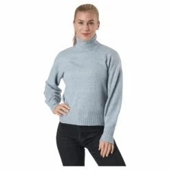 Pieces Pccava Ls High Neck Knit Bc Light Grey Melange Grå Online