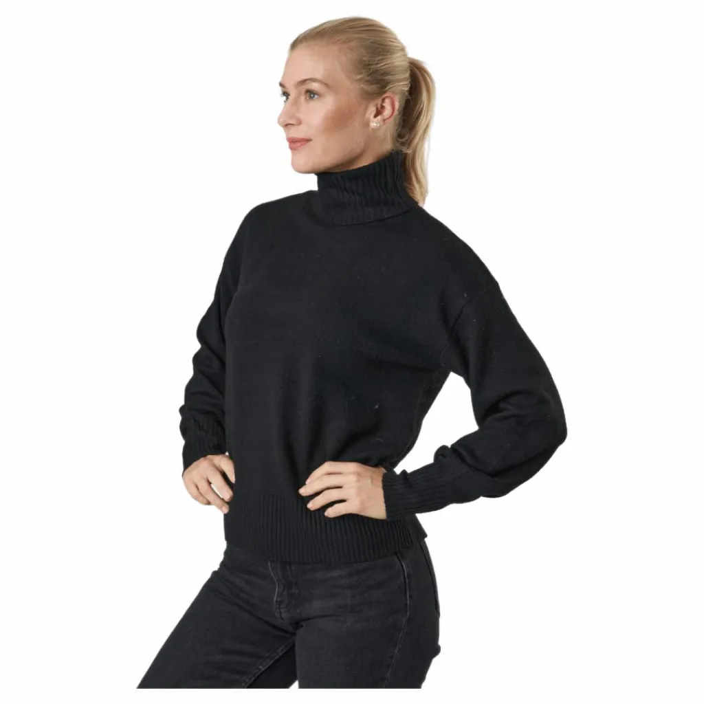 Pieces Pccava Ls High Neck Knit Bc Black Svart Clearance