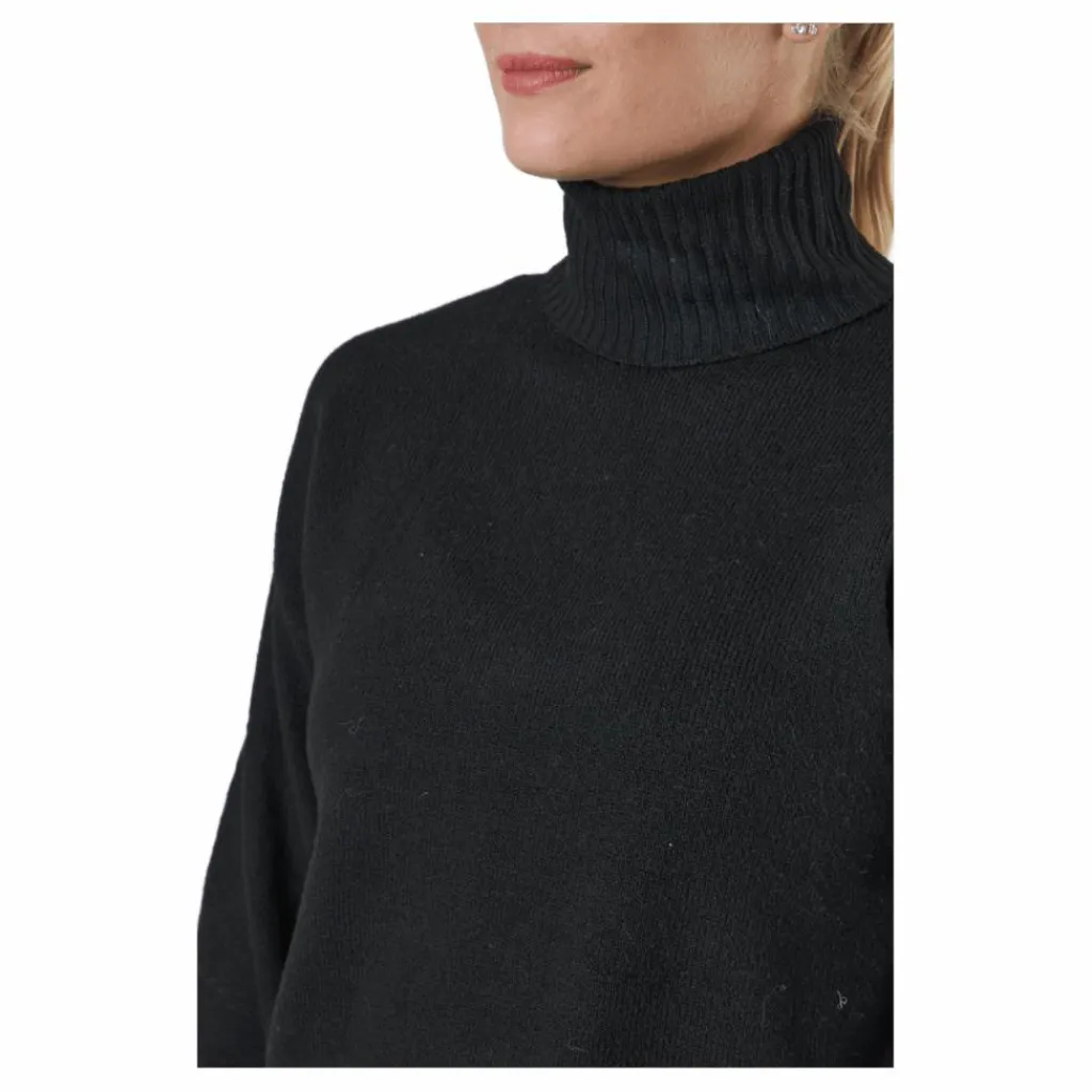 Pieces Pccava Ls High Neck Knit Bc Black Svart Clearance