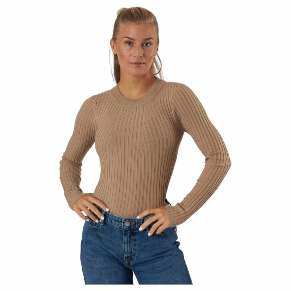 Pccrista Ls O-neck Knit Bc Silver Mink*Pieces Online