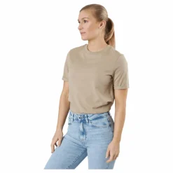 Pieces Pcria Ss Fold Up Solid Tee  Bc Silver Mink Beige Outlet