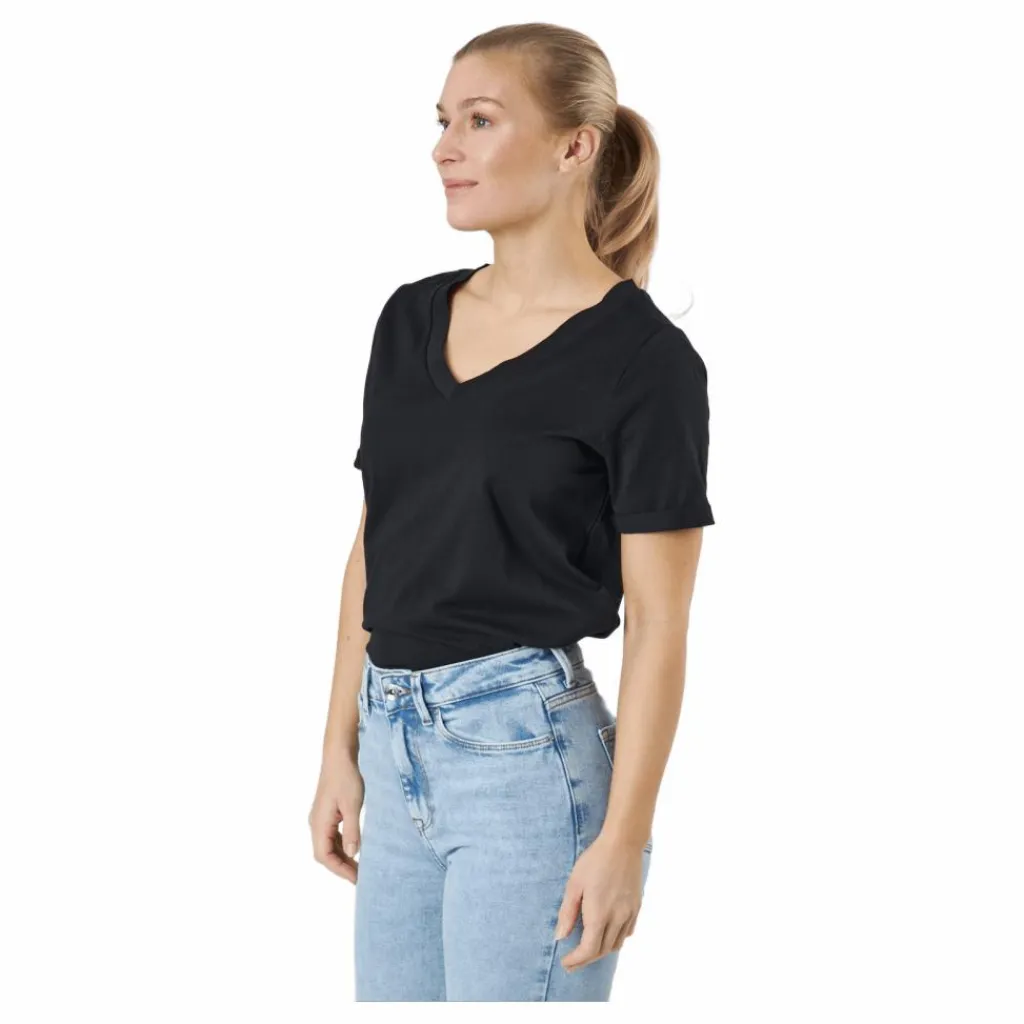 Pieces Pcria Ss V-neck Solid Tee Bc Black Svart Hot