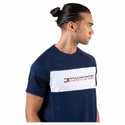 Tommy Hilfiger Sport Performance Mesh Tee Blue Blå
