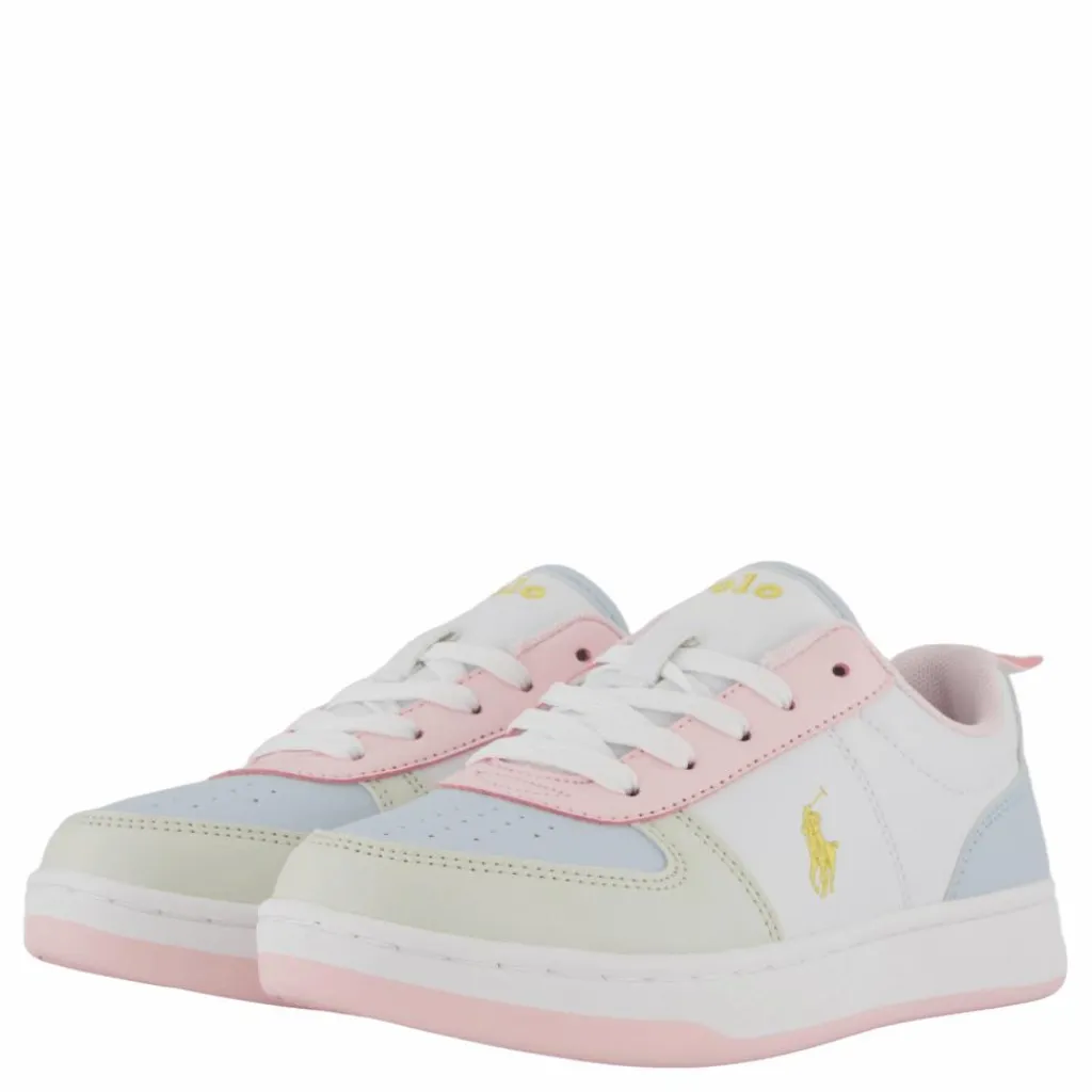 Polo Court Ii C-white Tumbled/lt Pink/lt Blu*Ralph Lauren Junior Outlet