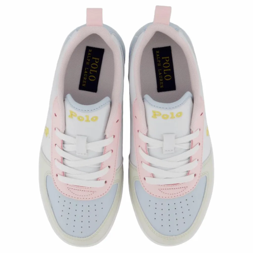Polo Court Ii C-white Tumbled/lt Pink/lt Blu*Ralph Lauren Junior Outlet