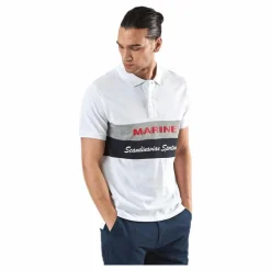 Pompano Beach Pique White*Marine Hot