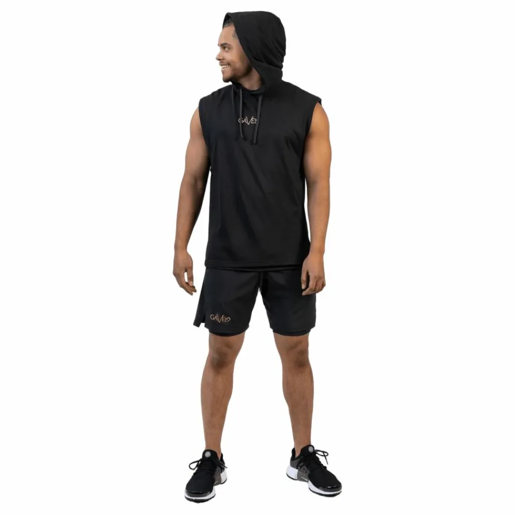 Power Sleeveless Hoodie Black&gold*Gavelo Clearance