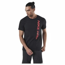 Nike Pro Burnout SS Top Black/Red Svart