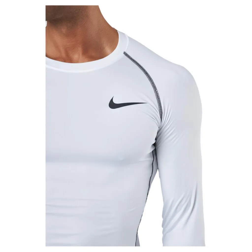 Pro Dri-FIT Men's Tight Fit Long-Sleeve Top WHITE/BLACK/BLACK*Nike
