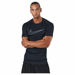 Nike Pro Dri-FIT Men's Tight Fit Short-Sleeve Top BLACK/WHITE Svart och Vit New