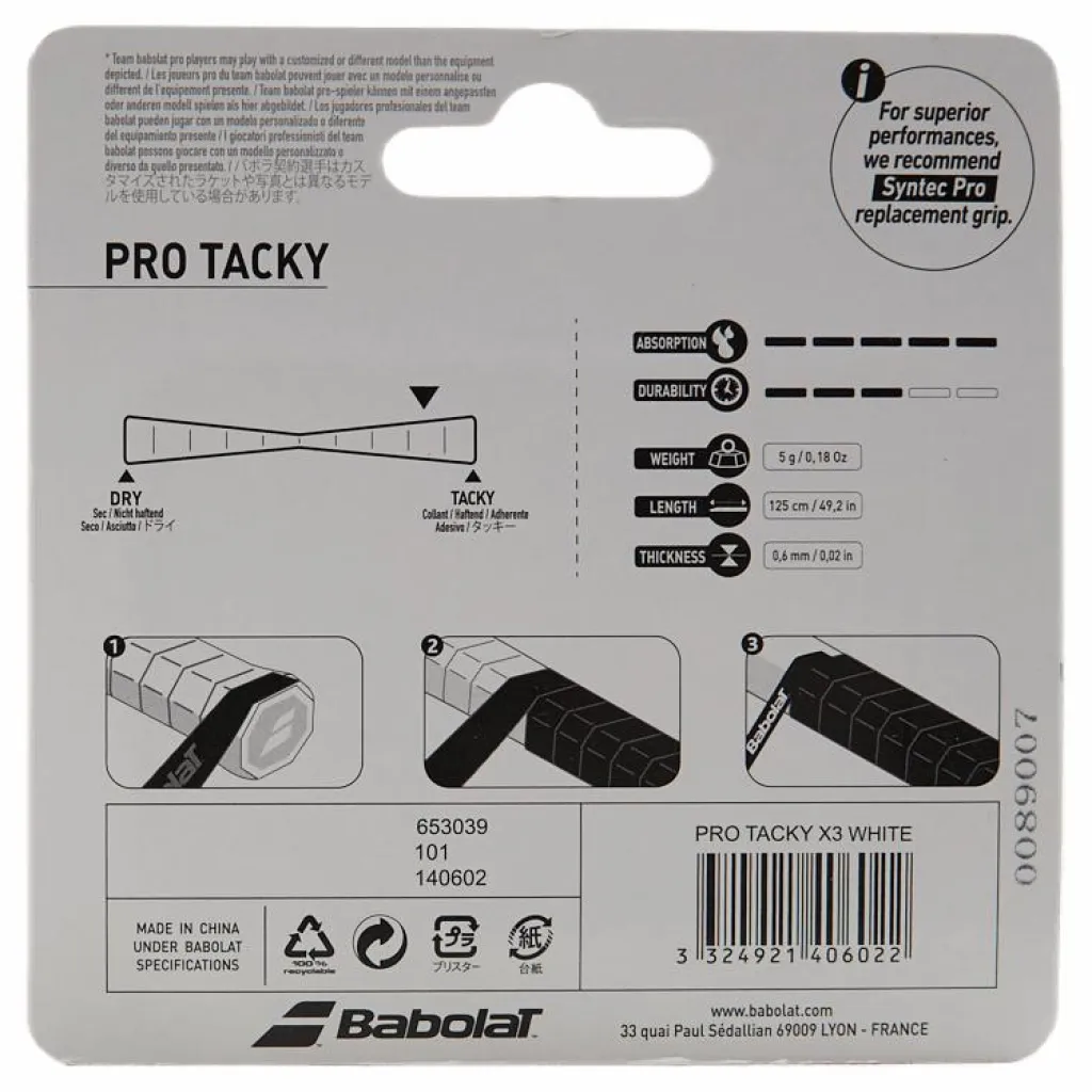 Babolat Pro Tacky Grip White Vit Outlet