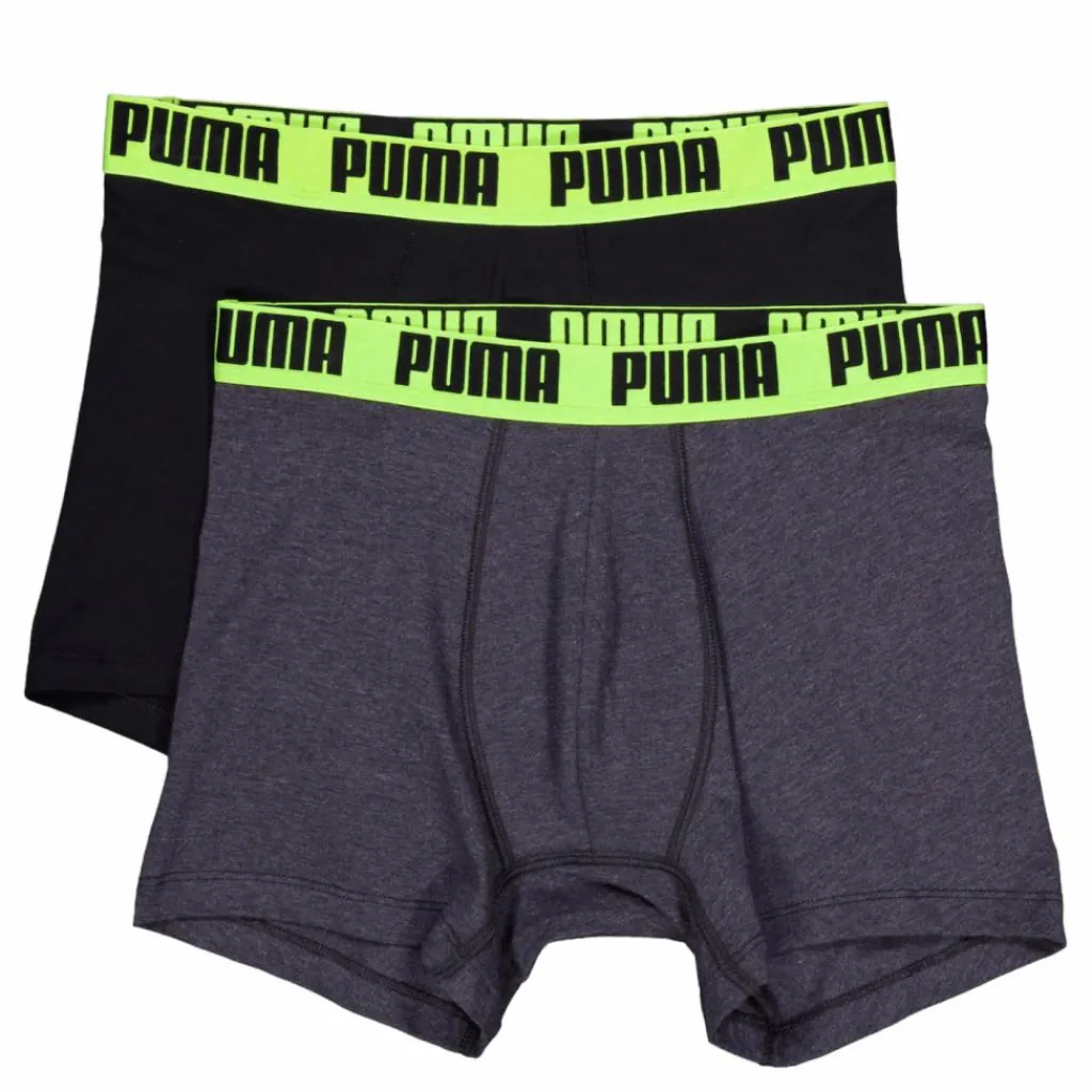Puma Men Everyday Basic Boxer Dark Grey Melange / Yellow Grå Clearance