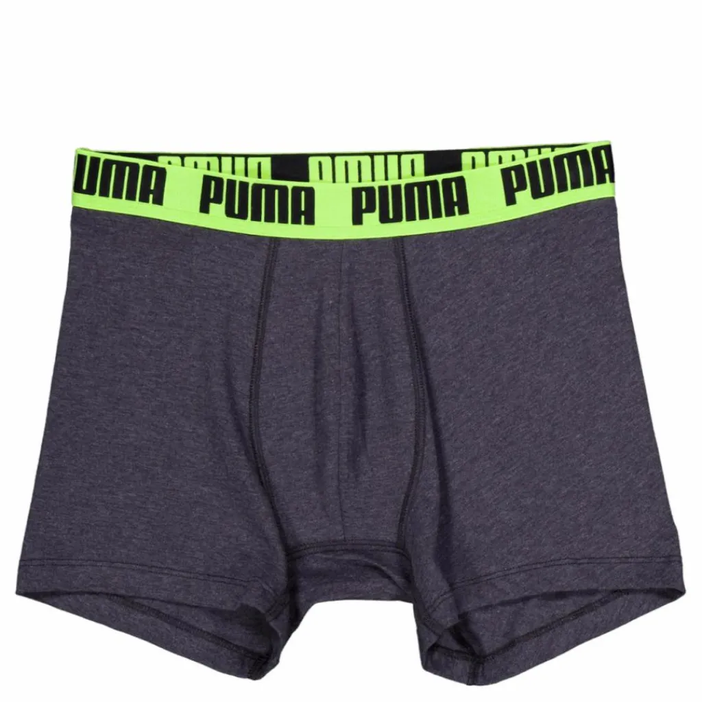 Puma Men Everyday Basic Boxer Dark Grey Melange / Yellow Grå Clearance