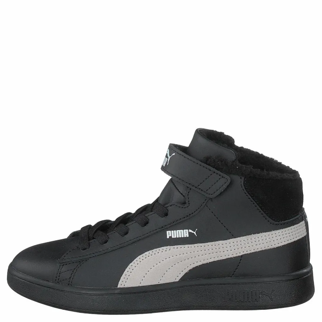 Puma Smash V2 Mid L Fur Ps Black-whisper White Svart Clearance