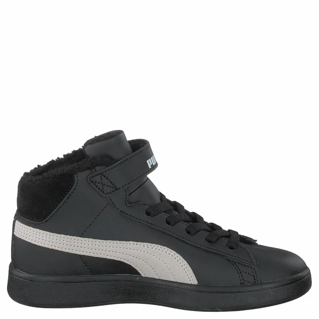 Puma Smash V2 Mid L Fur Ps Black-whisper White Svart Clearance