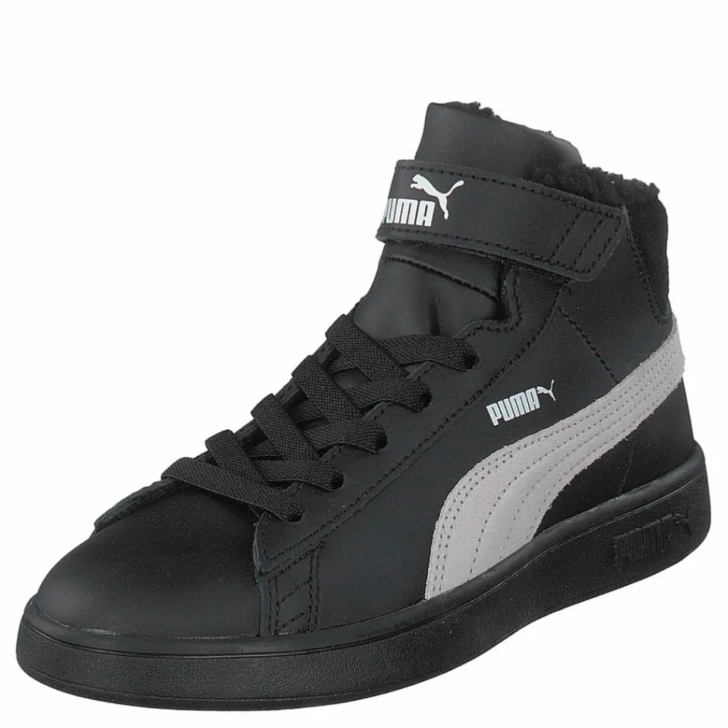 Puma Smash V2 Mid L Fur Ps Black-whisper White Svart Clearance