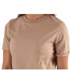 Pieces Ria Ss Fold Up Solid Tee Beige Online